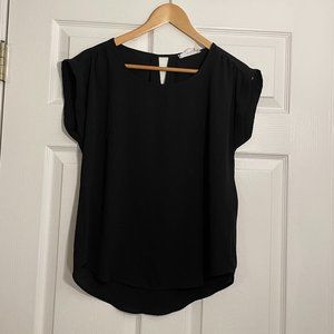 Pink Rose Women's Black Short Sleeve Slip On Blouse Top Small